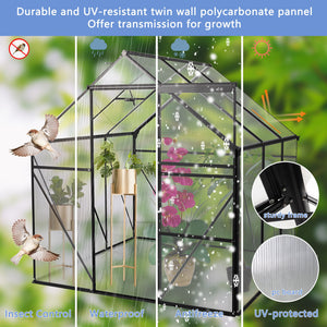 Polycarbonate house Raised Base And Anchor Aluminum Heavy Duty Walk-In houses For Outdoor Backyard In All Season
