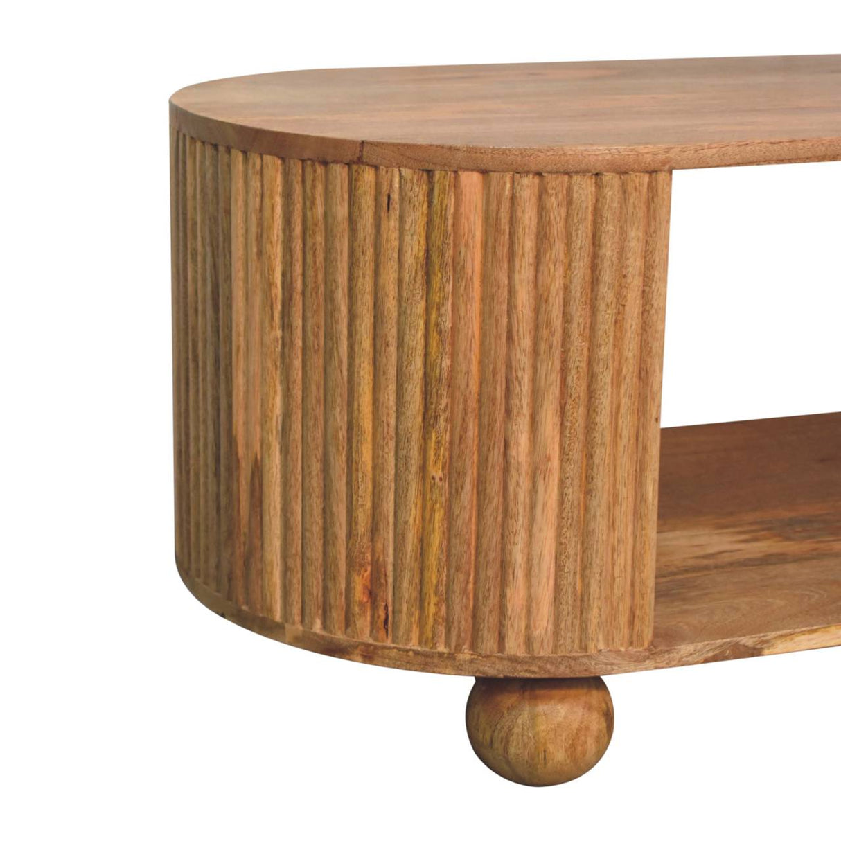 Solid Wood Soba Ball Coffee Table, Open Storage