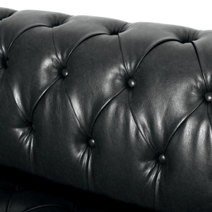 Comfy 3 Seat Sofa & Wooden Legs, For Living Room And Study - Black