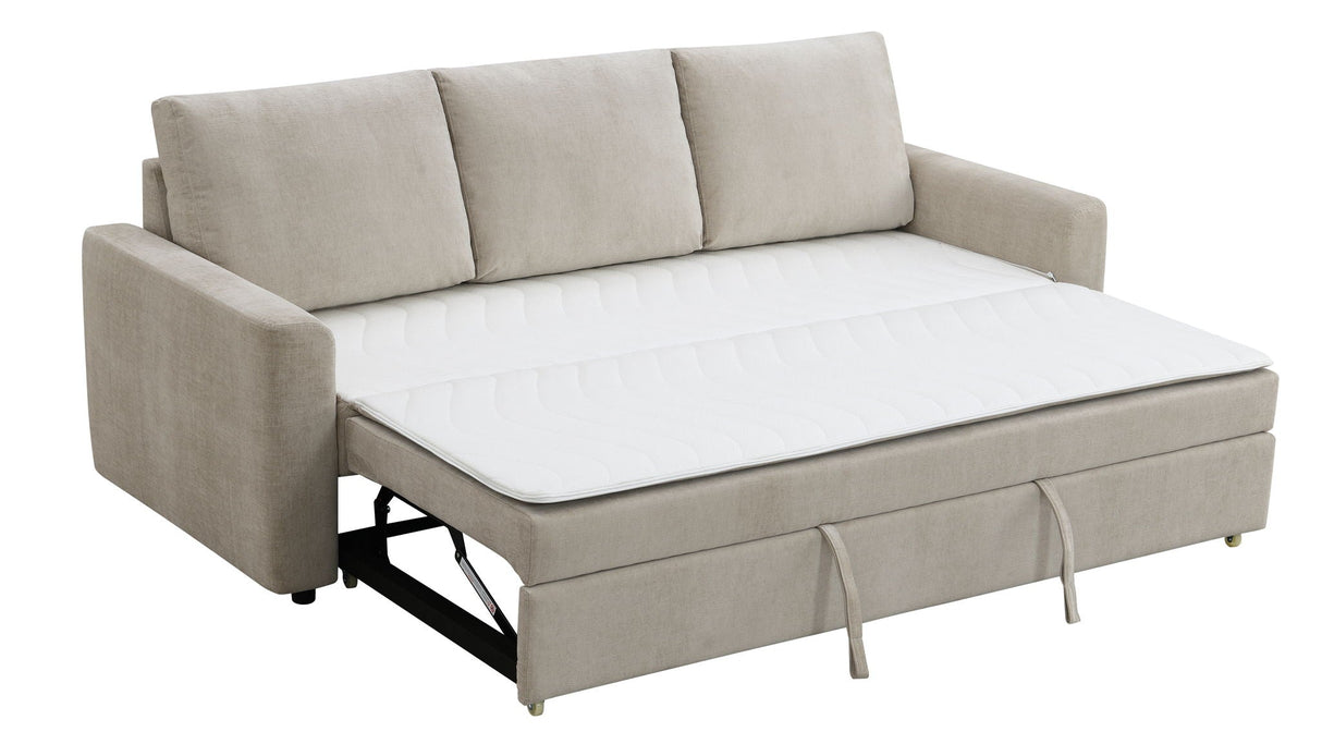 Leira - Linen Pull Out Sleeper Sofa - Beige - Best Buy Furniture