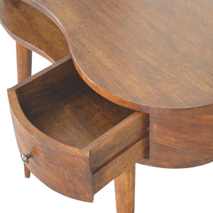 Solid Wood Chestnut Rounded Writing Desk, 1-Drawer, 1 Open-Slot