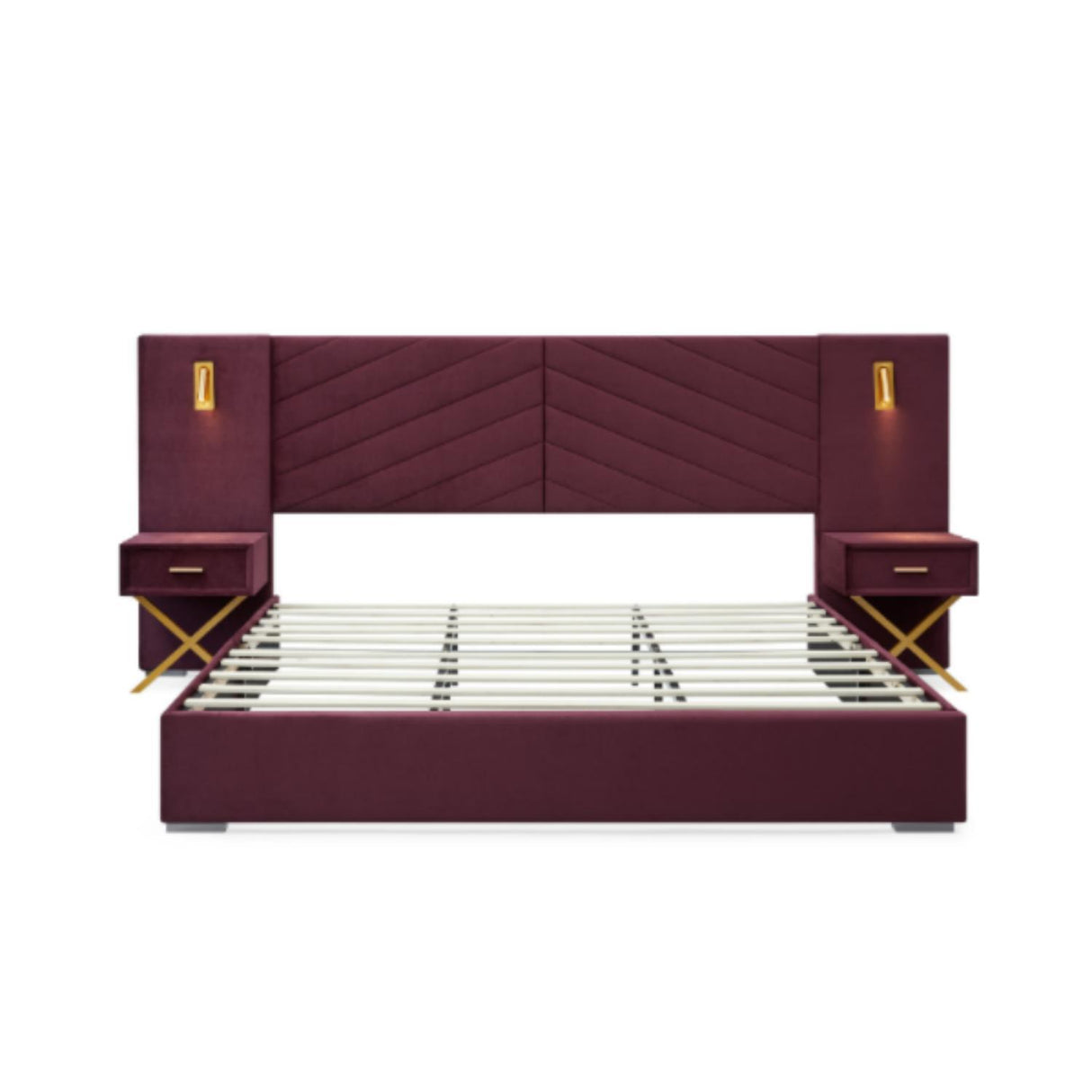 Comfortable Upholstered Bed With Vertical Channel Tufted Wingback Headboard