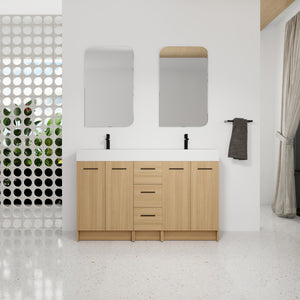 60" Double Sink Bathroom Vanity with 3 Drawers and Large Storage