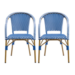 Outdoor Bistro Chairs Set of 2 with Aluminum Frame and PP Rattan