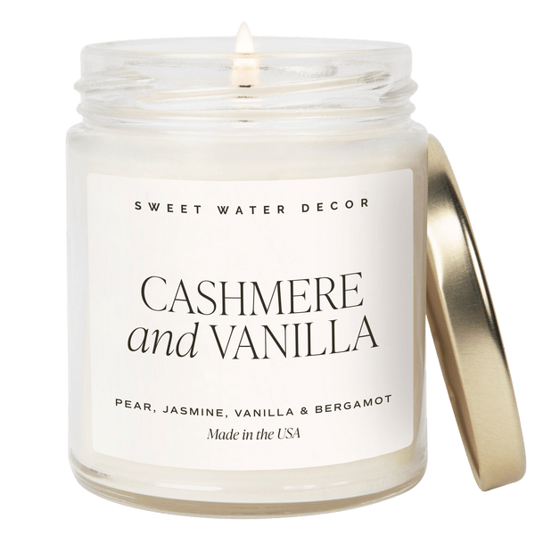 Cashmere and Vanilla Soy Candle - 9 oz Clear Jar