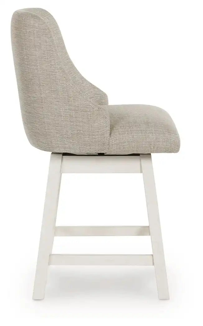 Robbinsdale - Upholstered Swivel Curved Back Barstool (Set of 2) - Antique White - Best Buy Furniture