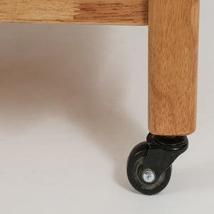 Solid Rubberwood Rolling Side Table