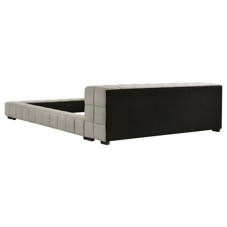 Kinsley - Upholstered Full Platform Bed With Low Profile And Tufted Headboard - Taupe
