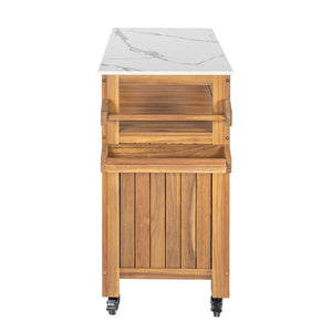 Murphy Outdoor Patio Acacia Wood Bar Cart