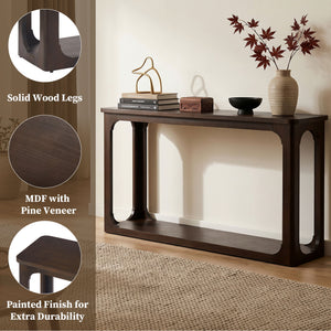 Console Table With Open Arch Cutouts For Living Room Hallway - Espresso