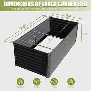 8x4x2 Ft Galvanized Raised Garden Bed