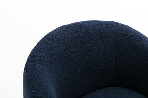 Teddy Fabric Swivel Accent Armchair Barrel Chair With Powder Coating Metal Ring
