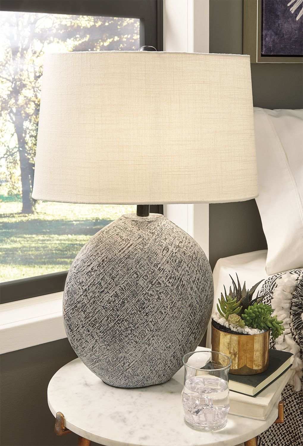 Harif - Paper Table Lamp - Beige - Best Buy Furniture