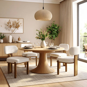 Modern Minimalist Round Upholstered Dining Chair Set of 2