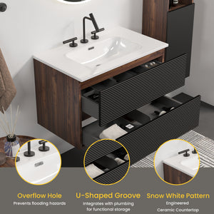 Gloria 30" Wall Mounted Soft Bathroom Vanity