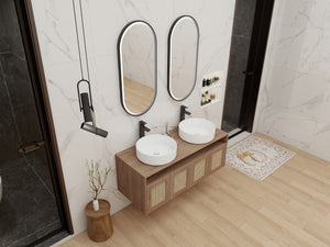 48" Bathroom Vanity with Ceramic Art Sinks