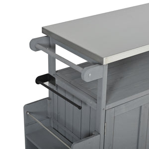 Foldable Outdoor Kitchen Island With Lockable Wheels, Storage Cabinet And Towel Rack For Patio