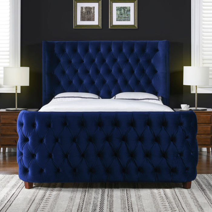 Tufted Panel Bed with Wingback Headboard and Footboard - Multiple Colors