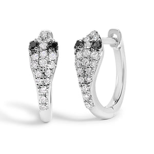 10K White Gold 1/5 Cttw Diamond Snake Eyes Huggy Hoop Earrings