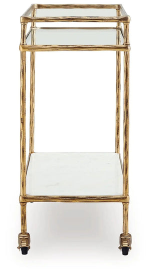 Plattfield - Bar Cart - Antique Gold Finish - Best Buy Furniture
