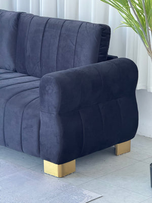 FX-P56-BKT Velvet Sofa with Golden Metal Legs