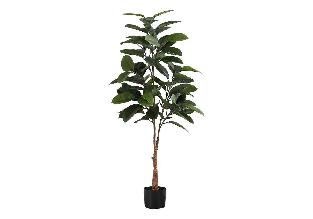 52" Tall, Artificial Plant, Rubber Tree, Indoor, Faux, Fake, Floor, Greenery, Potted, Real Touch, Decorative - Green / Black - Best Buy Furniture
