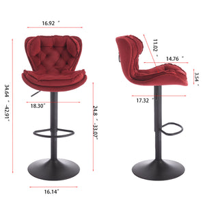 Set of 2 Bar Stools with Powder Footrest and Base