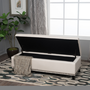 Storage Ottoman, Storage Bench with Safety Close Hinge