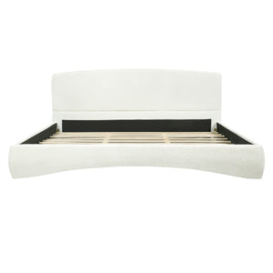 Curved Upholstered Bed with Smart Ambient Lighting
