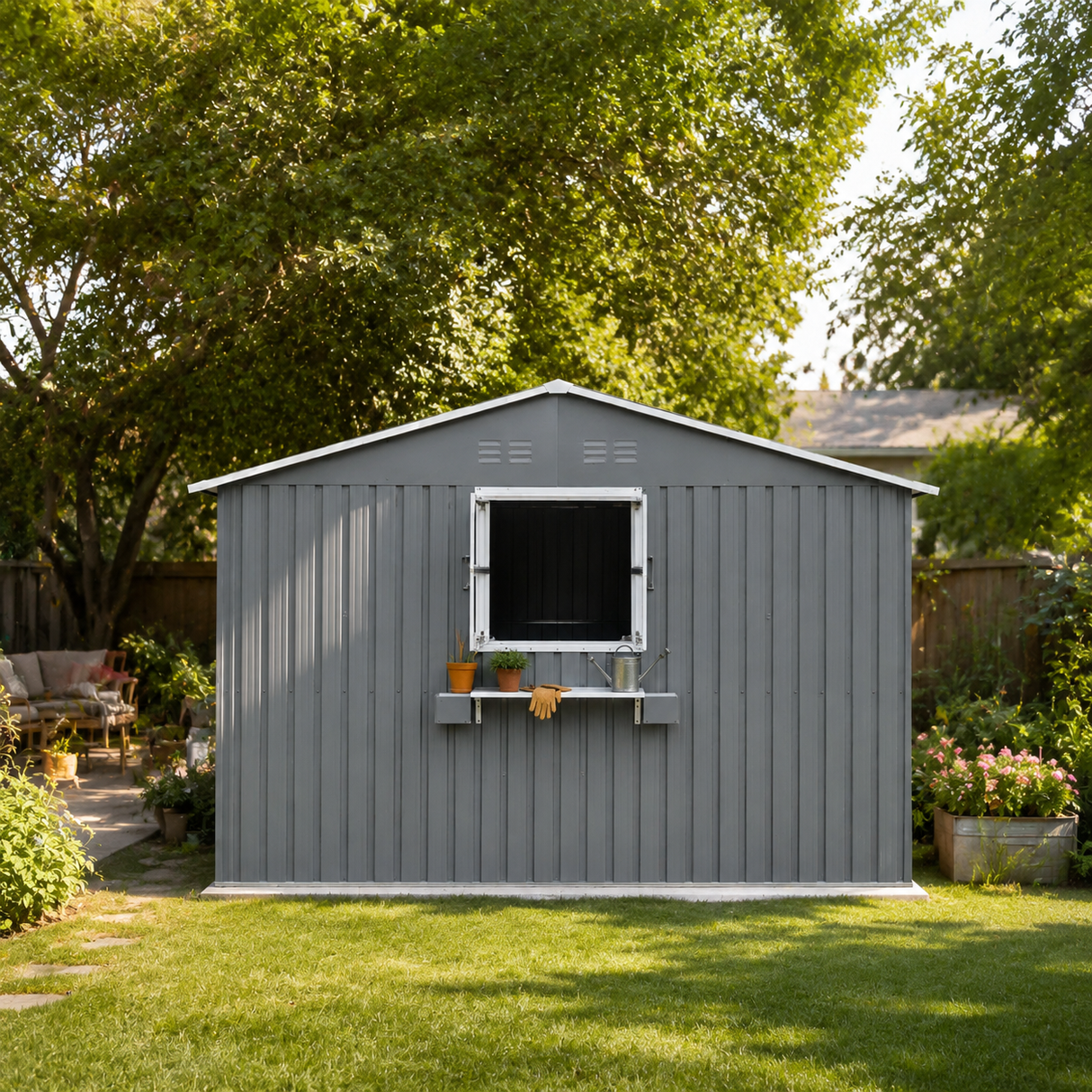12x10 FT Outdoor Metal Storage Shed