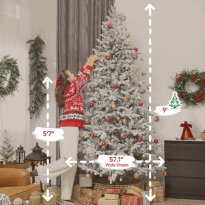 HOMCOM 9 ft Artificial Frosted Christmas Tree