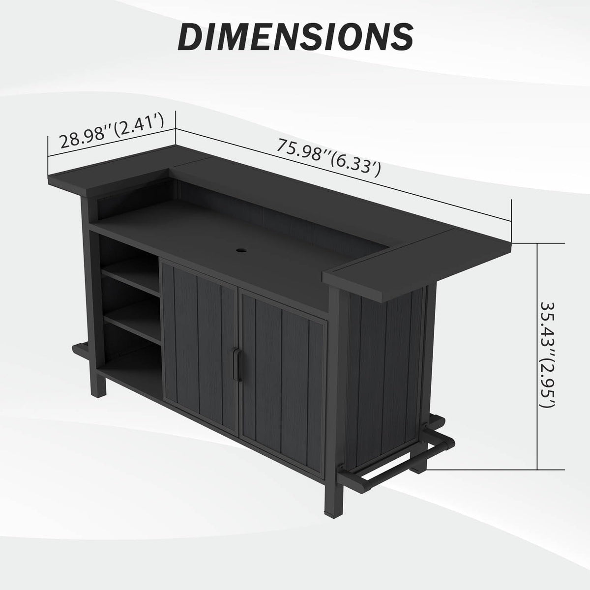 Outdoor Aluminum Grill Cart Resin Bar Cart With Storage