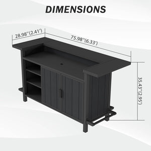 Outdoor Aluminum Grill Cart Resin Bar Cart With Storage