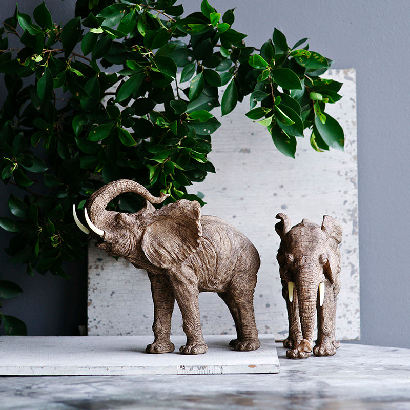 15x8x12" Tai Polyresin Elephant Accent, Trumpeting