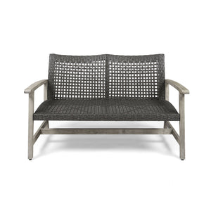 Hampton - Outdoor Wood And Wicker Loveseat - Gray - Best Buy Furniture