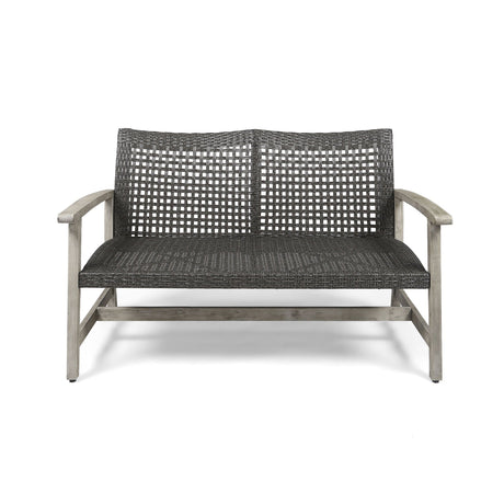 Hampton - Outdoor Wood And Wicker Loveseat - Gray - Best Buy Furniture