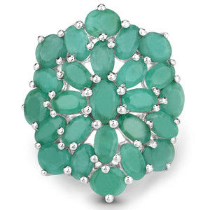 5.88 Carat Genuine Emerald .925 Sterling Silver Ring