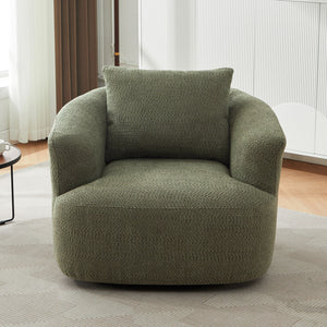 360° Swivel Barrel Sofa Chair With Throw Pillow, Upholstered Accent Chair