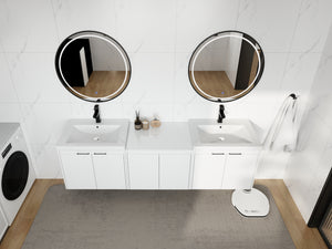 72" Bathroom Vanity With Resin Sink, Soft Close Doors and 1-Side Cabinet