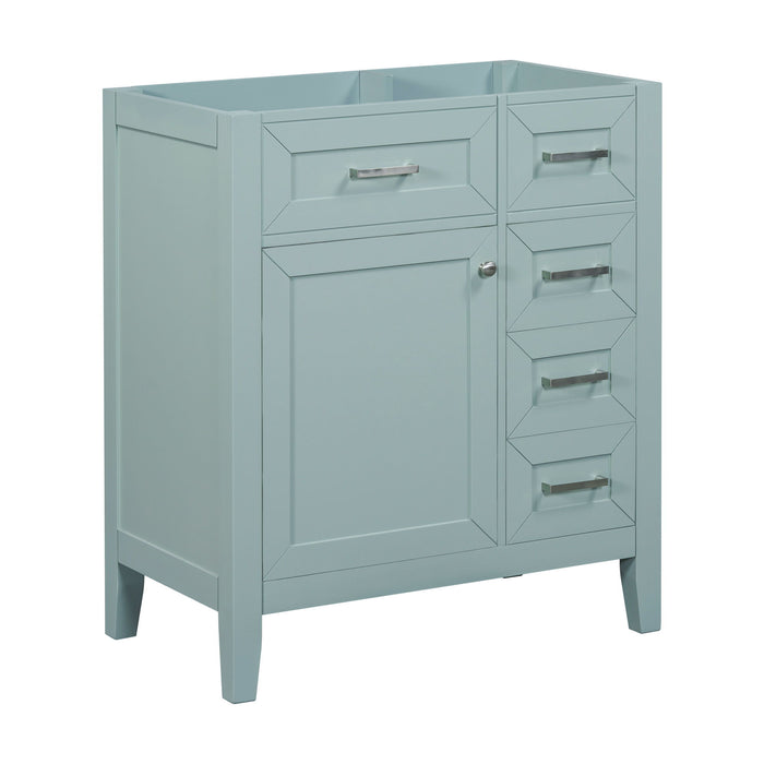 30" Bathroom Vanity Without Sink, Cabinet Base Only with Drawers - Green