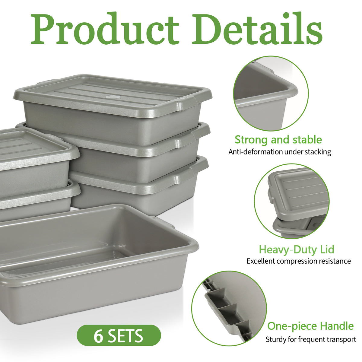 6-Pack Commercial Meat Tubs with Lids