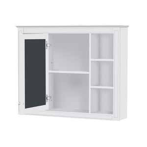 Bathroom Vanity With Mirror Cabinet, Single Sink With 2 Soft Closing Doors And 4 Drawers