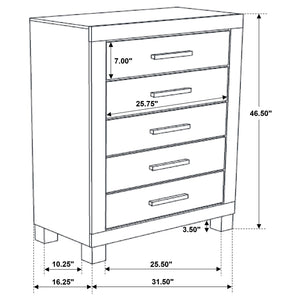 Bren - 5 Drawer Chest With Handles And Block Legs - Rustic