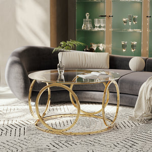 31.5" Modern Round Glass Top Coffee Table