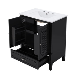 Vintage Style Bathroom Vanity With Sink, Multi Functional Storage, Soft-Closing Door