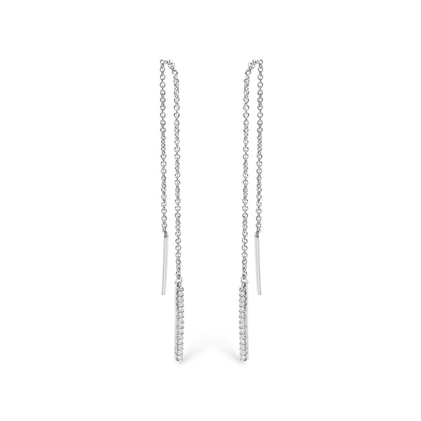 10K White Gold 1/10 Cttw Diamond Threader Earrings