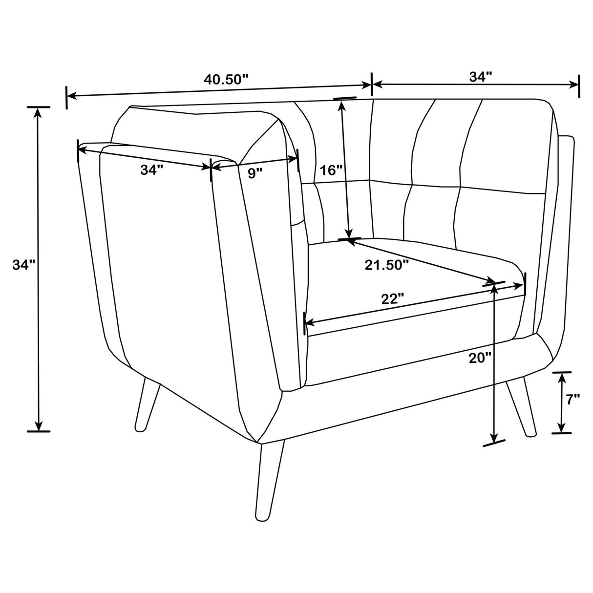 Maximillion - Tuxedo Arms Chair - Brown