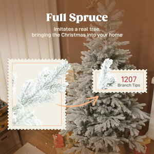 6 Ft Artificial Frosted Christmas Tree With Realistic Branches