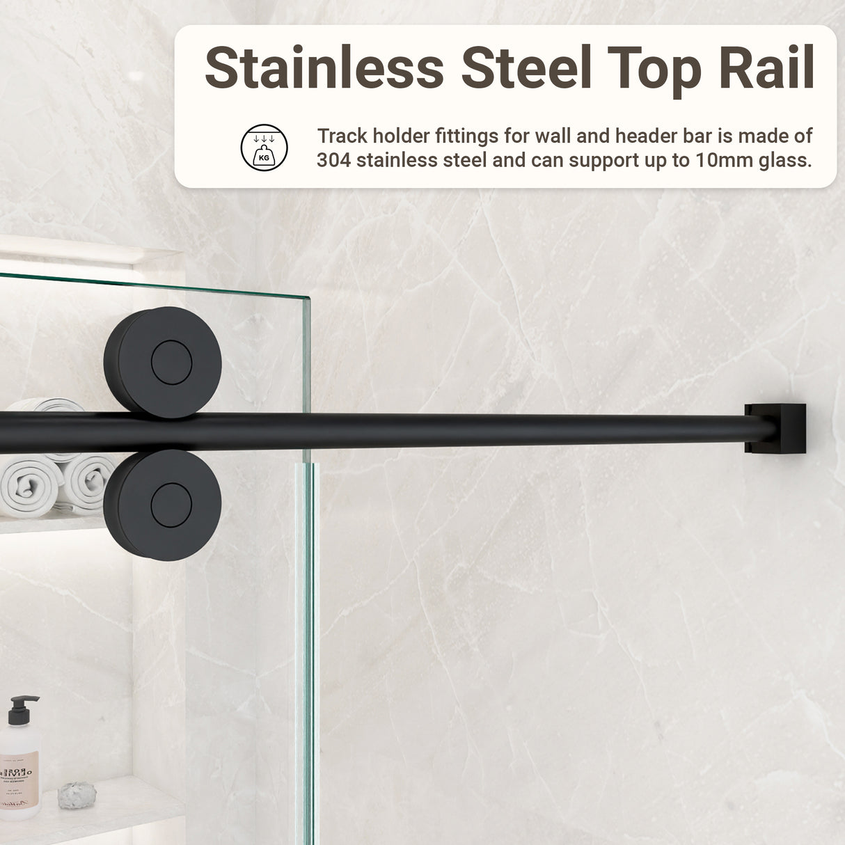 56-60"W x 72"H Frameless Single Sliding Shower Door