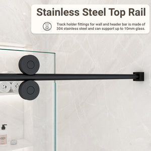 56-60"W x 72"H Frameless Single Sliding Shower Door